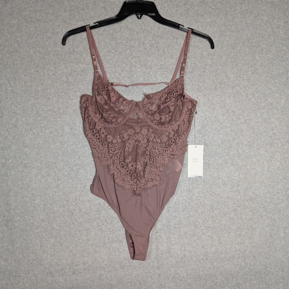 Blashe Bodysuit Women XL Mauve NWT Lace Underwire Adjustable Straps Dusty Rose